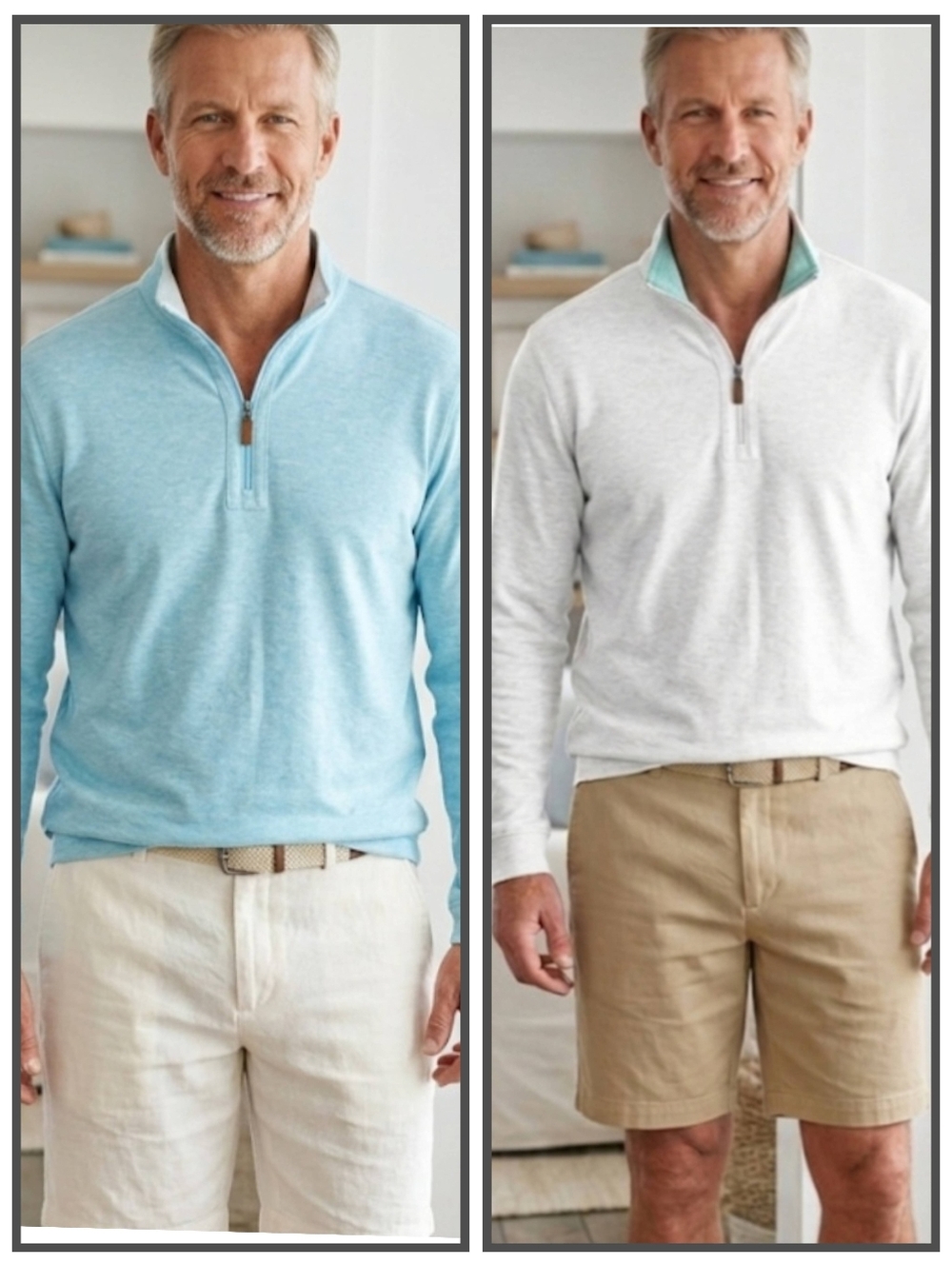 Collars & Co. Reversible Modal Blend 1/4 Zip Polo Sweater Size XL Aqua White